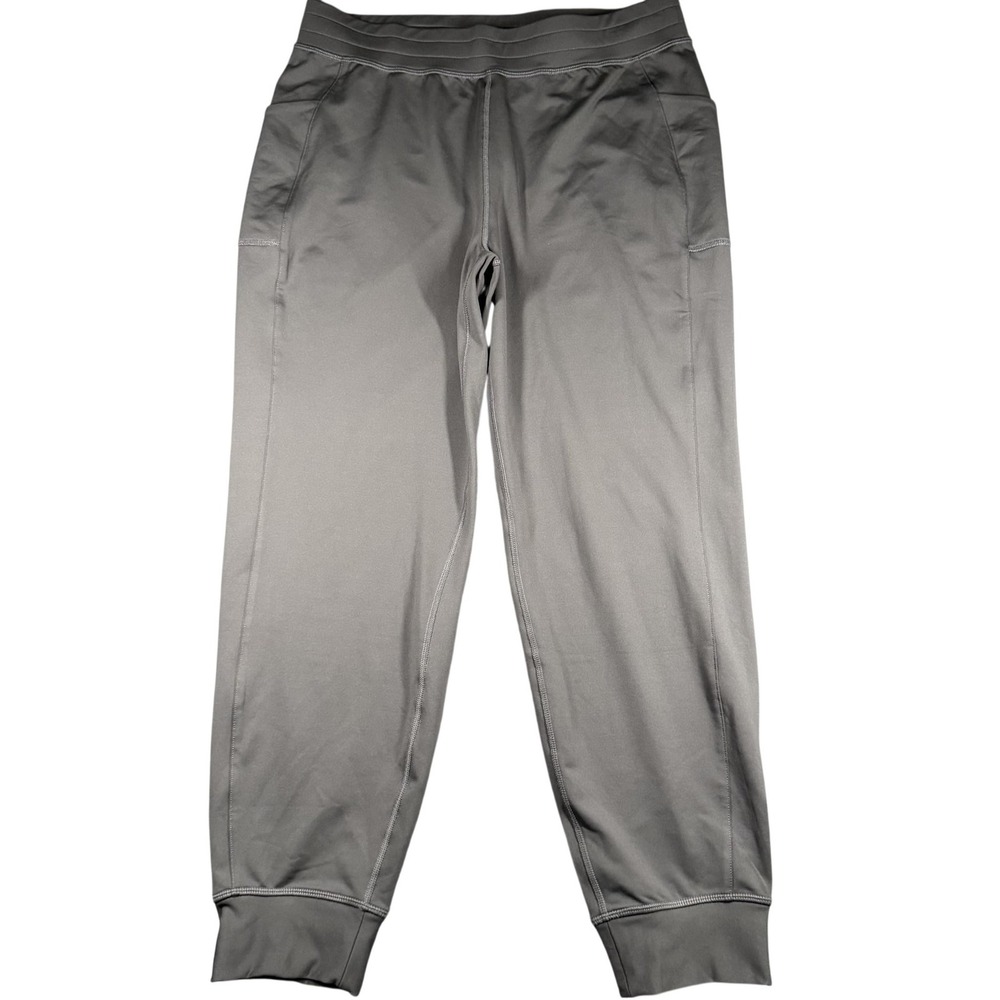 Fabletics Jogger Pants Womens L Gray Knit Elastic Waist Stretch Cuffed Ankles